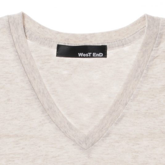 WesT EnD V NECK EMBROIDERY TEE Oatmeal