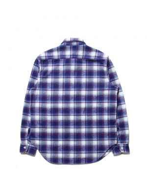 Flannel Check L/S Oversized Shirt-Blue-