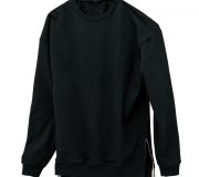 Slit Crewneck Sweatshirt-Black-