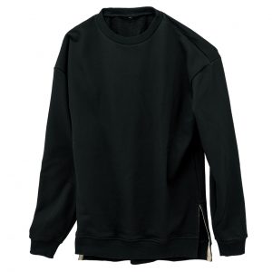 Slit Crewneck Sweatshirt-Black-